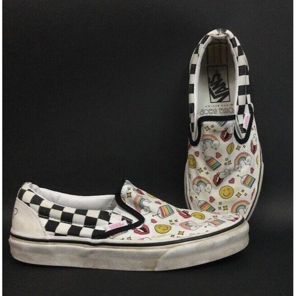 Vans OTW - Women's Sz 6.5 - Flour Shop Rainbow Icons Emoticon Checkered - 721278 - Picture 1 of 11